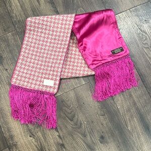 COACH wool & silk bright pink & gray scarf